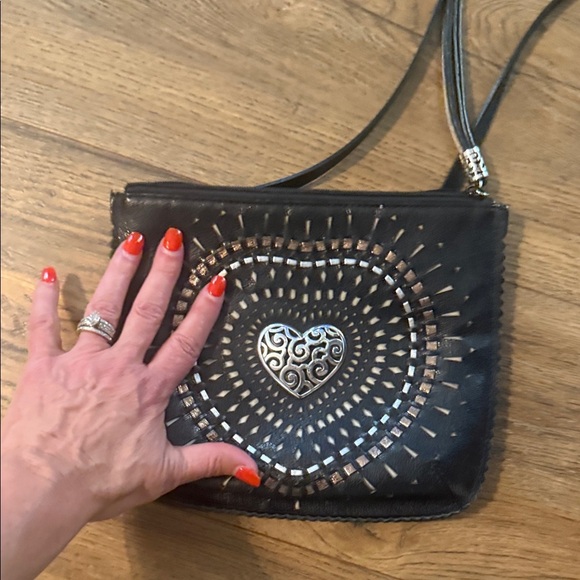 Brighton Black Crossbody Bag with Silver Heart Detail - Picture 7 of 7